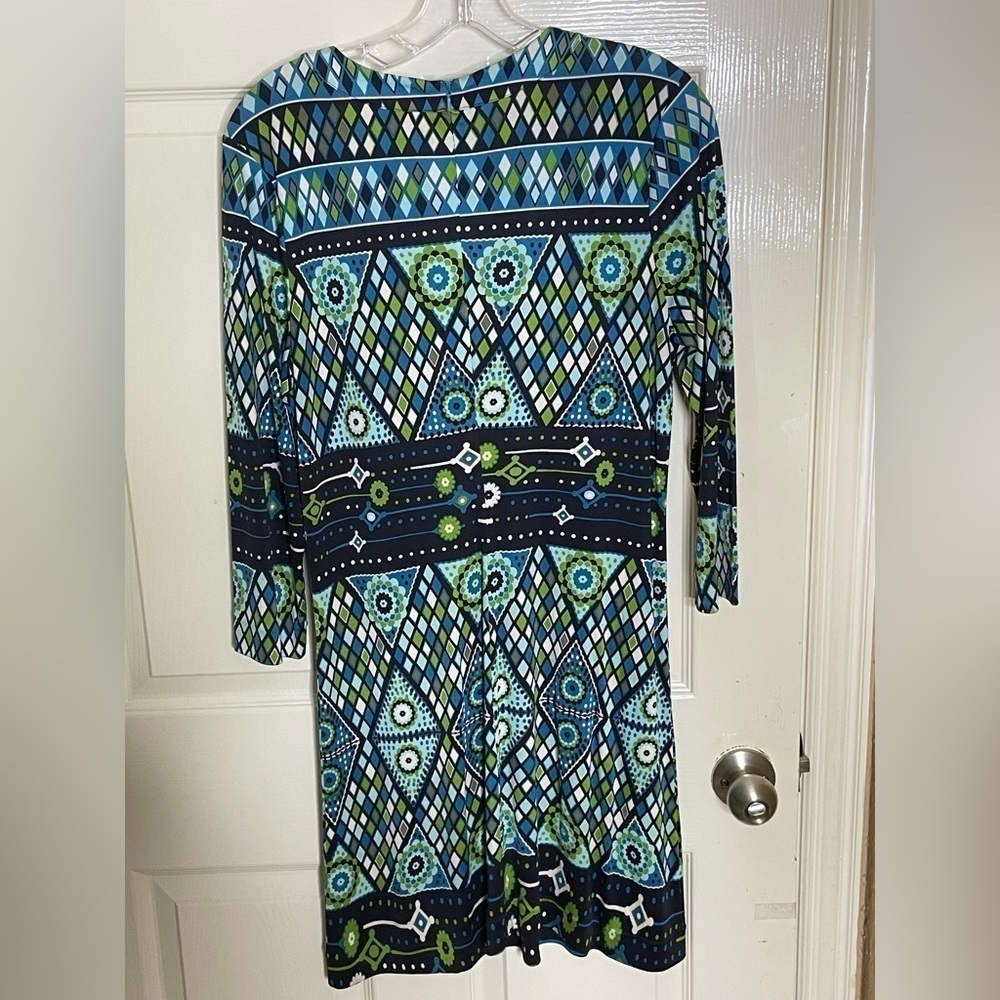 Tory Burch Dress Size 8 Claire Blue 100% Silk Stained Glass Mandala - Picture 14 of 14